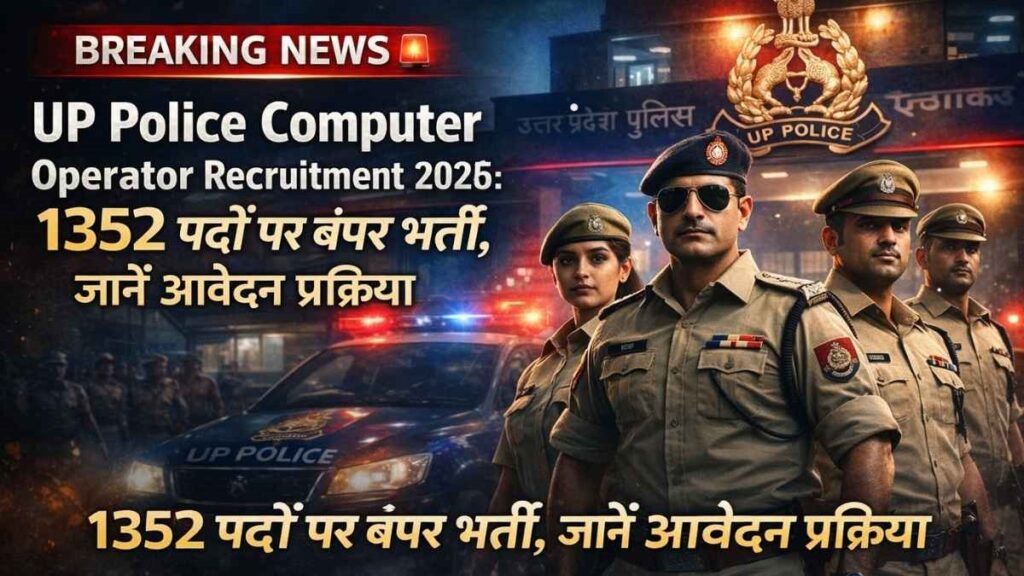 UP Police Computer Operator Recruitment 2026 notification 1352 posts