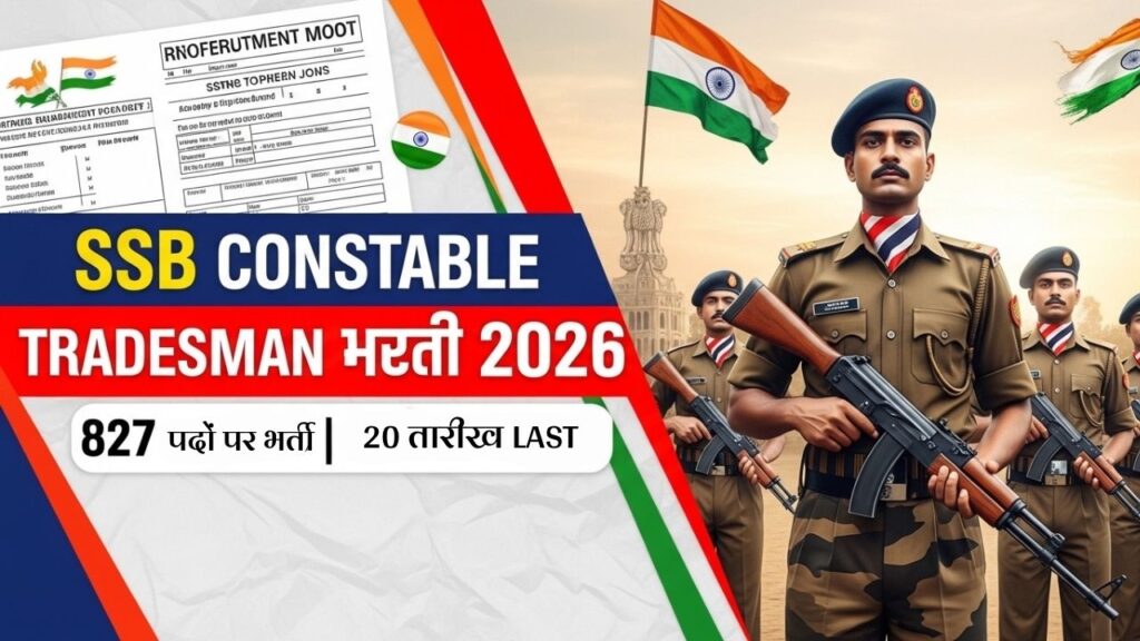 SSB Constable Tradesman Bharti 2026: 827 पदों पर भर्ती, 20 अप्रैल तक करें आवेदन