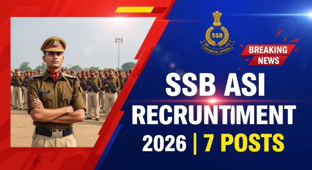 SSB ASI Recruitment 2026 7 posts assistant sub inspector vacancy apply online