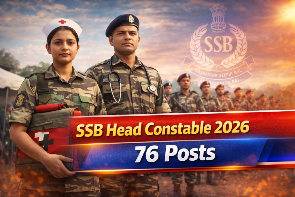 SSB Head Constable Medical Bharti 2026 76 posts apply online last date 20 April