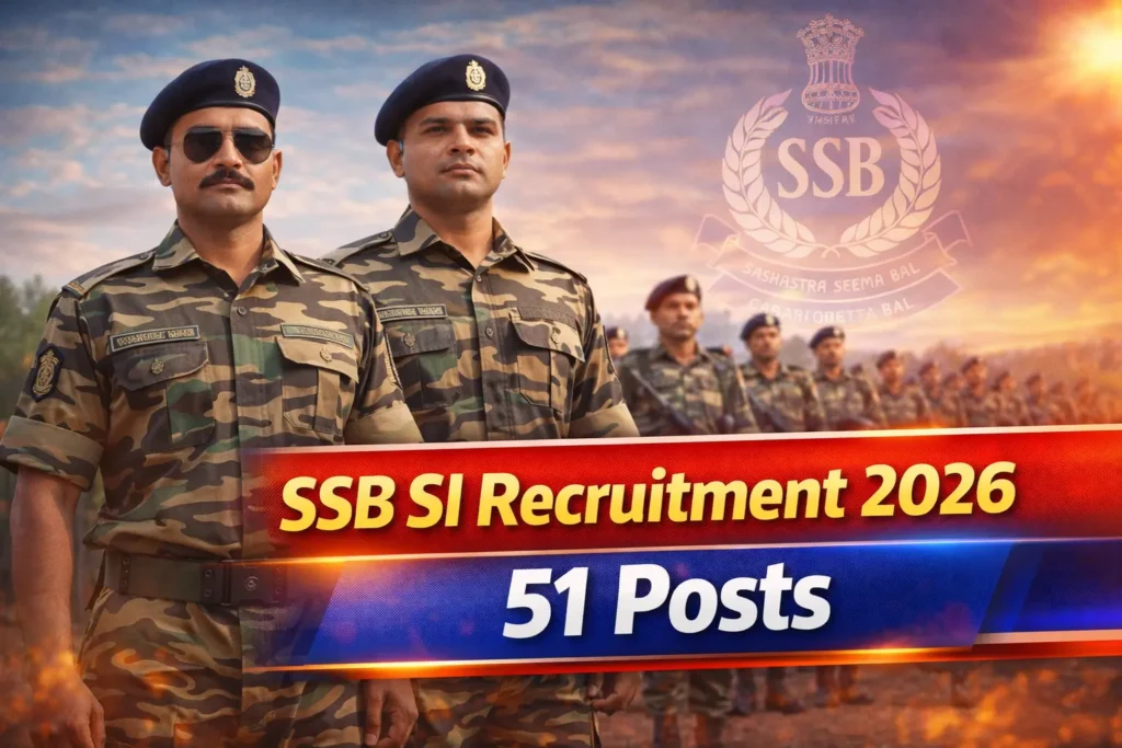 SSB SI Recruitment 2026 51 posts sub inspector vacancy apply online
