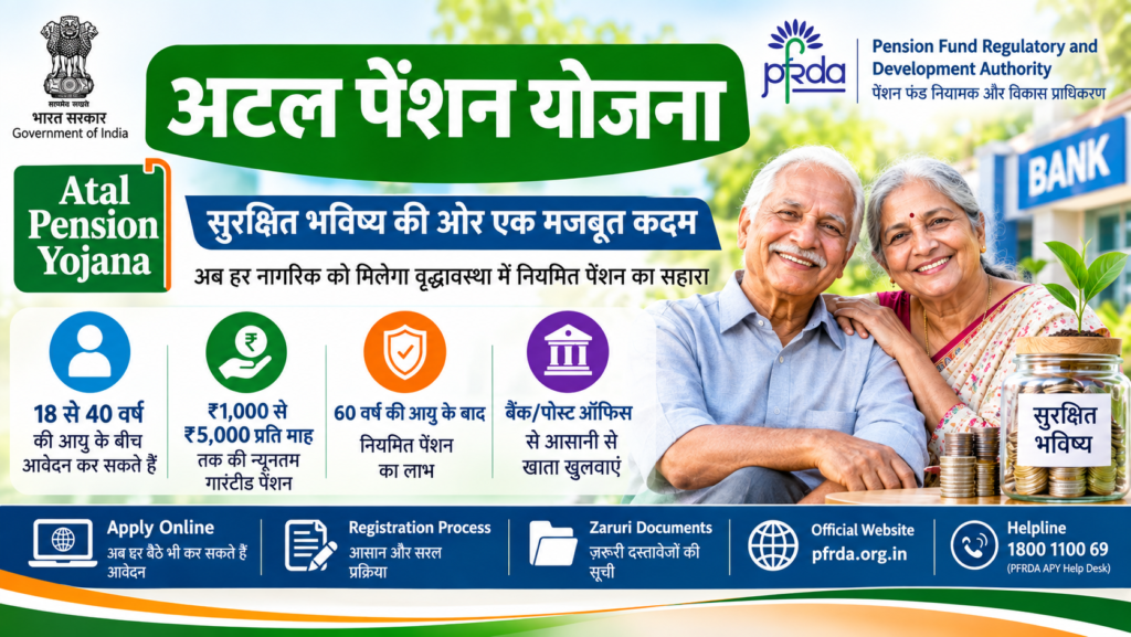 अटल पेंशन योजना की पात्रता, पेंशन लाभ और Apply Online की जानकारी