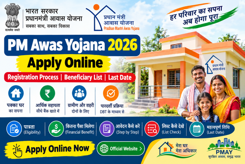 PM Awas Yojana 2026 Apply Online Registration Process Beneficiary List