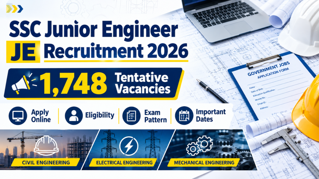 SSC Junior Engineer JE Recruitment 2026 apply online for 1748 tentative vacancies