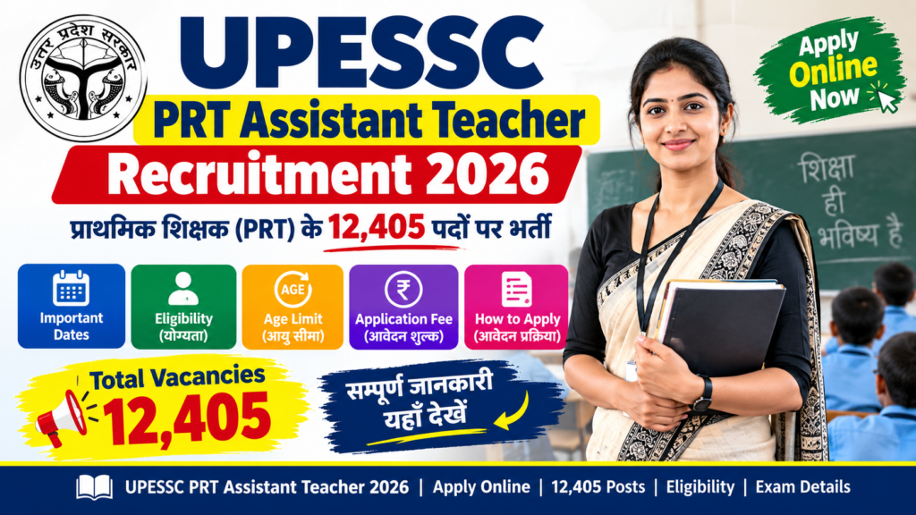 UPESSC PRT Assistant Teacher Recruitment 2026 – 12,405 पदों पर प्राथमिक शिक्षक भर्ती, Apply Online, Eligibility, Age Limit और Application Fee